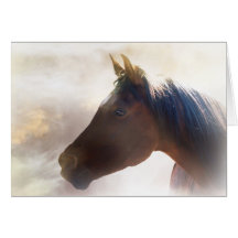 Cavalo no cartão de simpatia da névoa