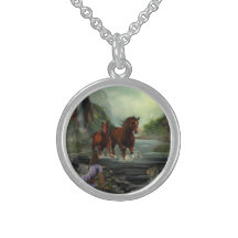 Cavalos de rio enevoados colares personalizados