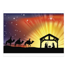 Cena cristã da natividade do Natal Cartoes Postais