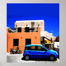 Cena muito azul da rua de Mykonos Posters