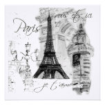 Cena preta & branca da torre Eiffel Convites