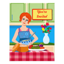 Cena retro da cozinha convite personalizado