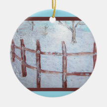 Cerca do campo de neve enfeite para arvore de natal