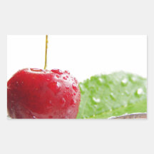 Cerejas frescas vermelhas gourmet feitiço adesivo retangular