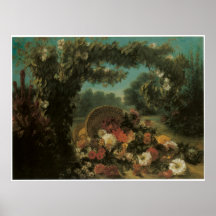 Cesta das flores em um parque, 1848 poster