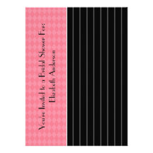 Chá de panela preto na moda de Argyle do rosa das  Convite Personalizado