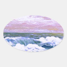 Chamada das ondas de oceano do mar que navegam o S Adesivos Em Formato Oval