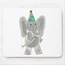 Chapéu do aniversário do elefante mousepad