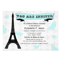 Chás de panela do francês da torre Eiffel Convite Personalizados