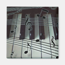 Chaves do piano e notas da música imãs