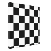 Checkered preto e branco impressão de canvas esticada