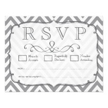 Chevron cinzento & branco que Wedding cartões de R convites