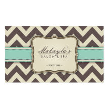 Chevron elegante Brown moderno, verde e bege Cartões De Visita