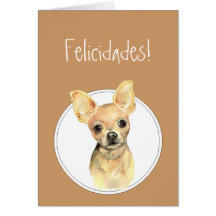 Chihuahua da aguarela, Felicidades! Aniversário fe Cartoes