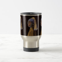 Chimpanzé com o brinco da pérola caneca