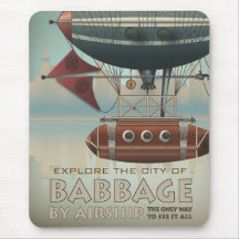 Cidade das viagens vintage do dirigível de Babbage Mousepads