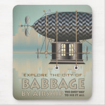 Cidade das viagens vintage do dirigível de Babbage Mousepads