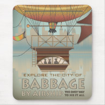 Cidade das viagens vintage do dirigível de Babbage Mousepad