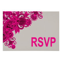 Cinza asteca do fuschia de Paisley RSVP Convites Personalizado