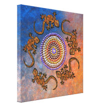Círculo australiano do geco do Aborígene-estilo da Impressão De Canvas Envolvida