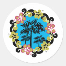 Círculo de Hawaiia das flores Adesivo Redondo
