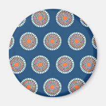 Círculos decorativos da mandala azul e alaranjada imãs
