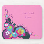 Círculos retros, redemoinhos & flores mousepad