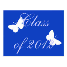 Classe de 2012 - borboleta azul e branca cartao postal