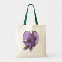 Clematis e coração do Lilac Bolsa Para Compras