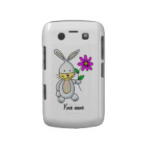 Coelho bonito com flor capa blackberry