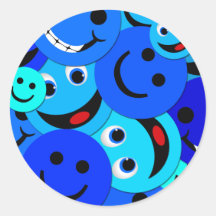 COLAGEM AZUL DOS SMILEY ADESIVO REDONDO
