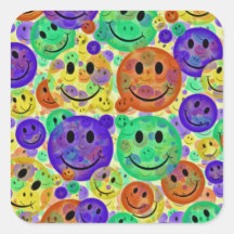 Colagem colorida dos smileys face adesivo em forma quadrada