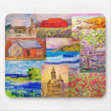 colagem do pop art da paisagem mouse pads