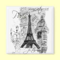 Colagem francesa da cena da torre Eiffel de Paris imans
