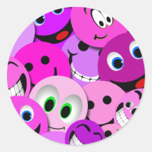 COLAGEM ROXA E COR-DE-ROSA DOS SMILEYS FACE ADESIVO