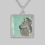 Colar azul da zebra do vintage colares