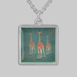 Colar azul do vintage dos girafas cor-de-rosa colares