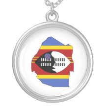 Colar do mapa da bandeira de Suazilândia - redonda