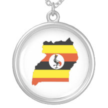 Colar do mapa da bandeira de Uganda - redonda