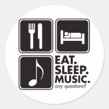 Coma a música do sono - preto adesivos em formato redondos