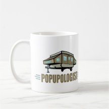 Cómico estale acima o campista caneca