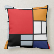 Composição de Mondrian com grande plano vermelho Travesseiro De Decoração