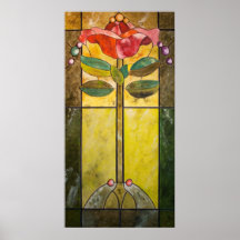 Composição II da flor do art deco Pôsteres