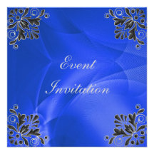 Convide a prata do preto azul do partido do evento convite personalizado
