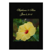 Convite amarelo do casamento do hibiscus