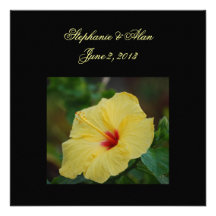 Convite amarelo do casamento do hibiscus