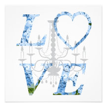 Convite azul do candelabro do Hydrangea do AMOR