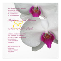 Convite branco do casamento da orquídea