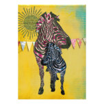 Convite cor-de-rosa do bebé das zebras