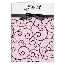 Convite cor-de-rosa & preto do casamento cartoes